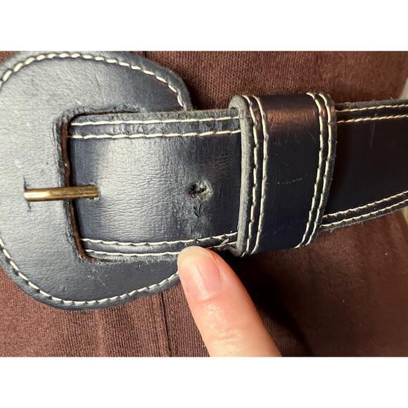 belt navy white stitching mod vintage - Picture 9 of 11